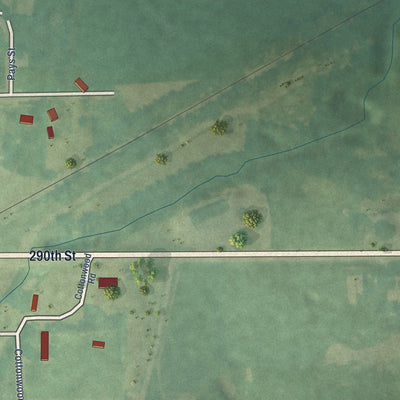 Second close-up of the map of Morrill, Kansas print showing more streets and buildings