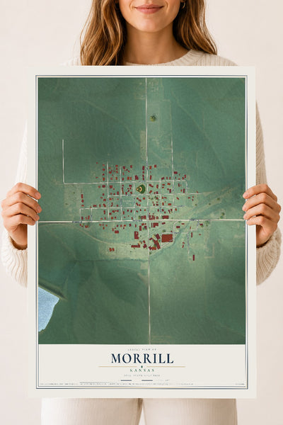 Map of Morrill, Kansas, 18 x 24 inch unframed archival matte print