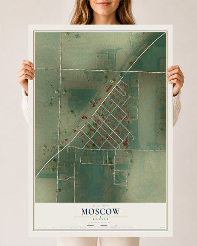 Map of Moscow, Kansas, 24 x 36 inch unframed archival matte print