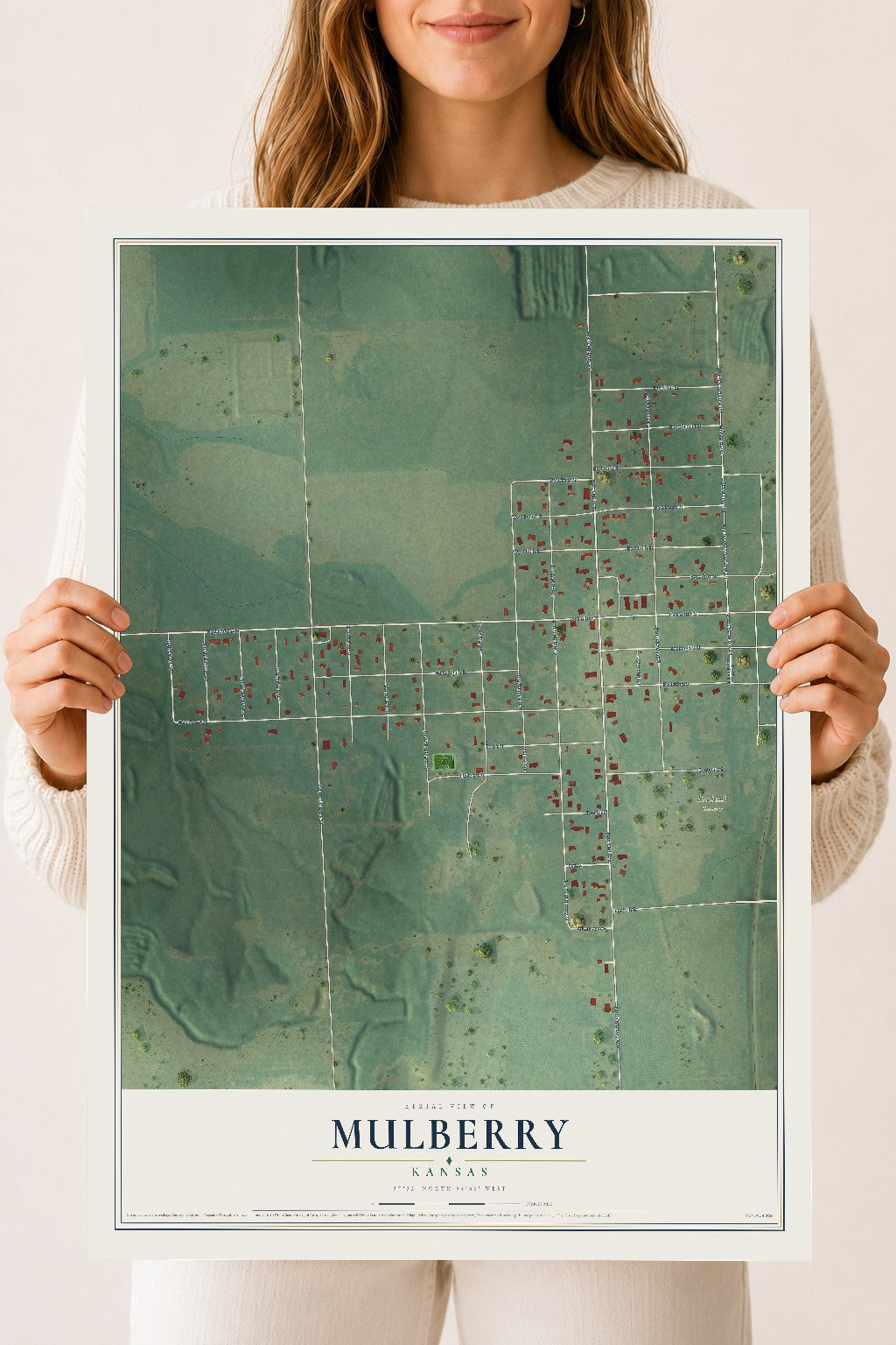 Map of Mulberry, Kansas, 18 x 24 inch unframed archival matte print