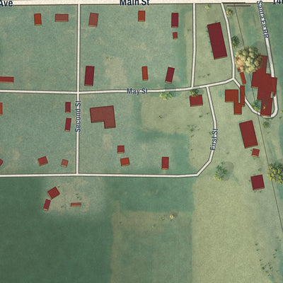 Close-up of the map of Navarre, Kansas print showing street and building detail