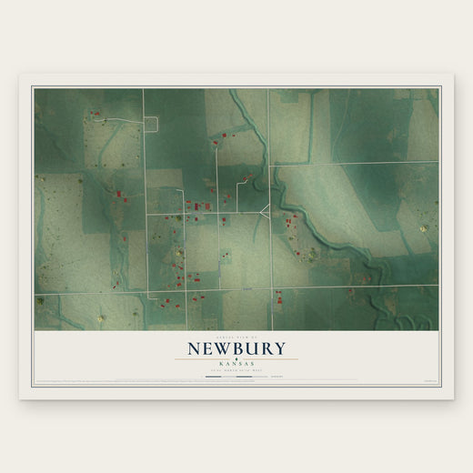 Newbury, Kansas map print, the full design