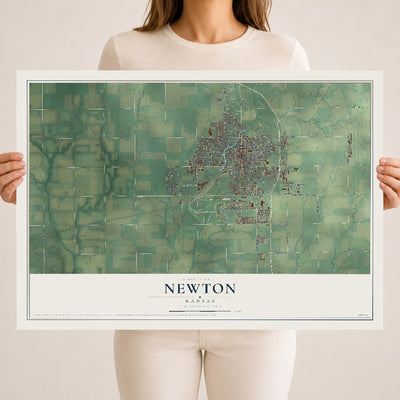 Map of Newton, Kansas, 18 x 24 inch unframed archival matte print