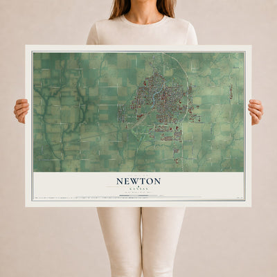 Map of Newton, Kansas, 24 x 36 inch unframed archival matte print