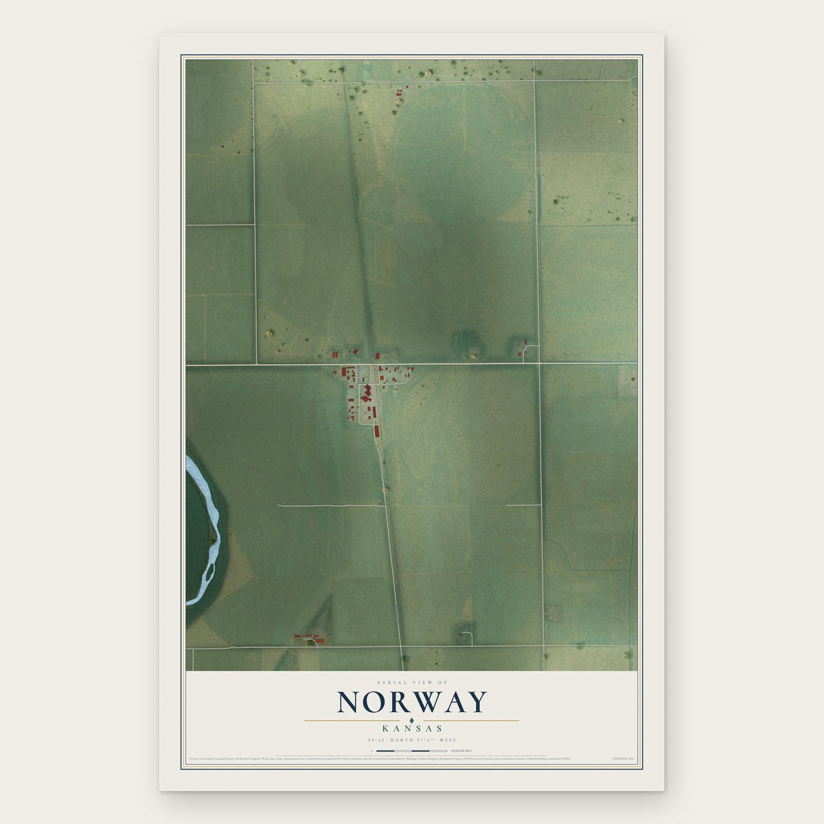 Norway, Kansas map print, the full design