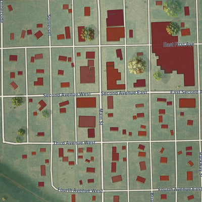 Close-up of the map of Norwich, Kansas print showing street and building detail