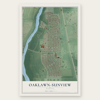 Oaklawn-Sunview, Kansas map print, the full design