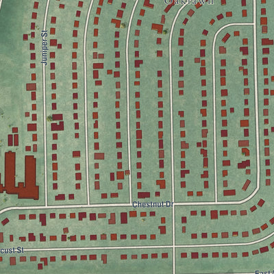Close-up of the map of Oaklawn-Sunview, Kansas print showing street and building detail