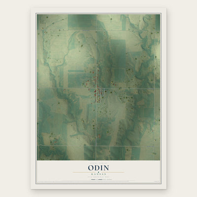 Odin, Kansas map print, the full design