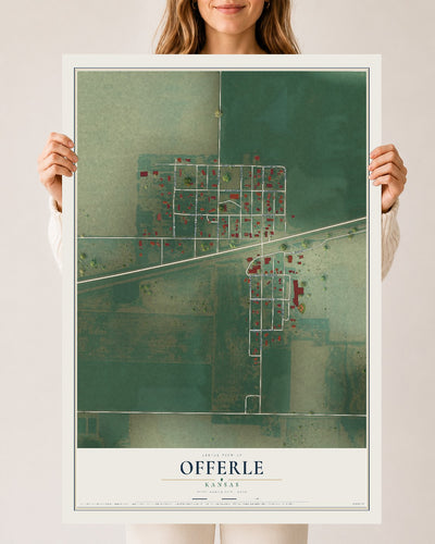 Map of Offerle, Kansas, 24 x 36 inch unframed archival matte print