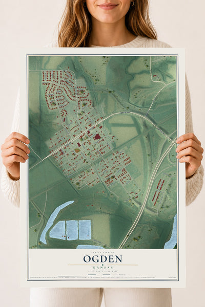 Map of Ogden, Kansas, 18 x 24 inch unframed archival matte print