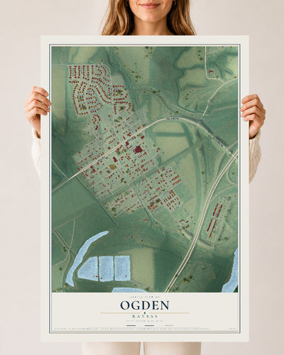 Map of Ogden, Kansas, 24 x 36 inch unframed archival matte print