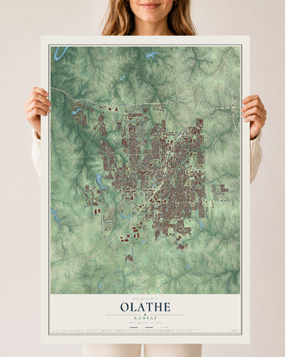 Map of Olathe, Kansas, 24 x 36 inch unframed archival matte print