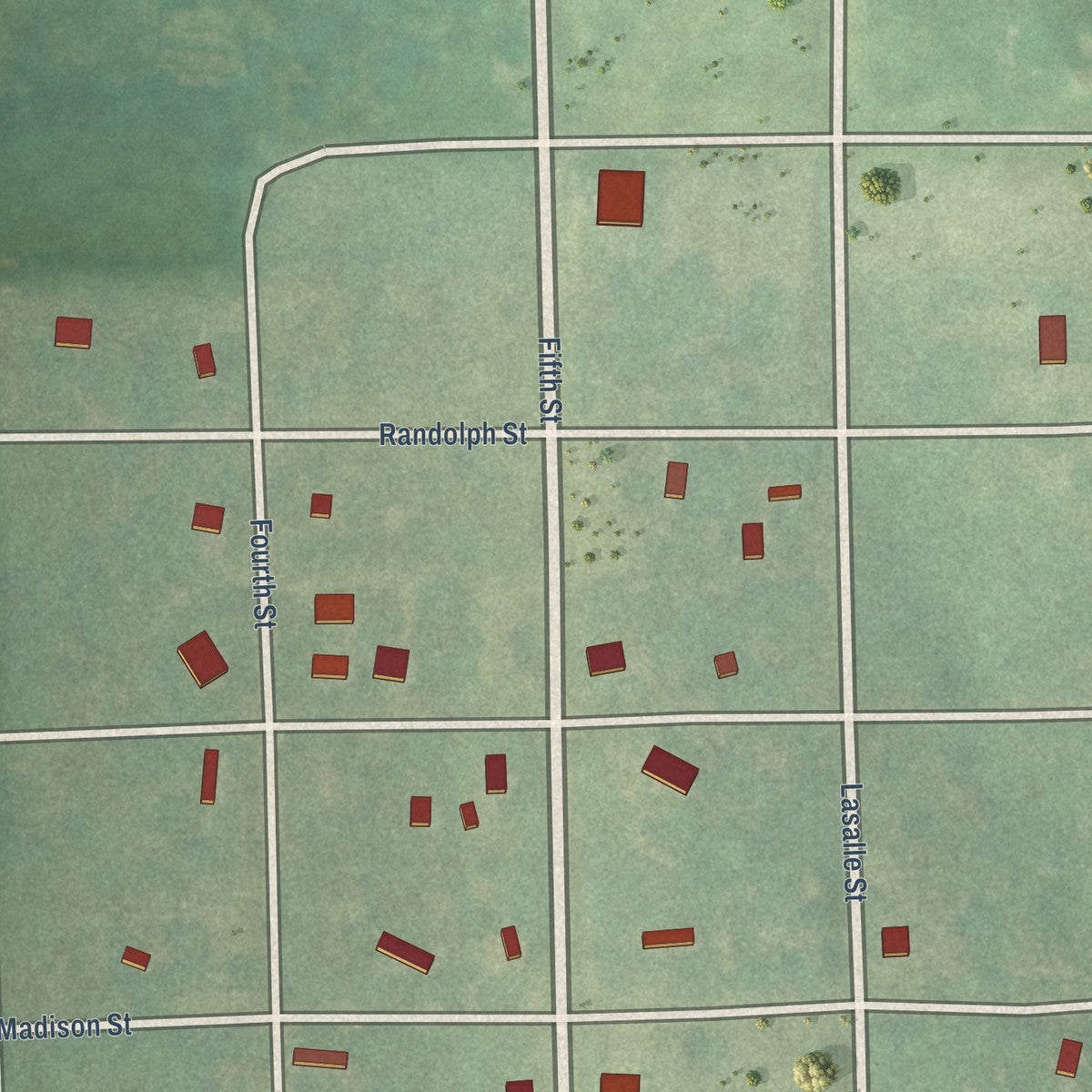 Close-up of the map of Oneida, Kansas print showing street and building detail