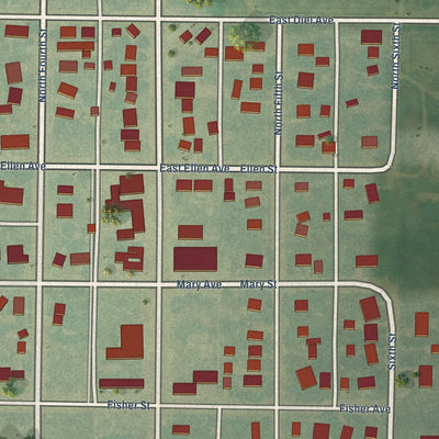 Close-up of the map of Otis, Kansas print showing street and building detail