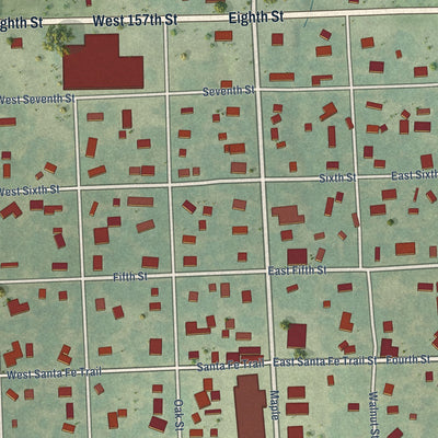 Close-up of the map of Overbrook, Kansas print showing street and building detail