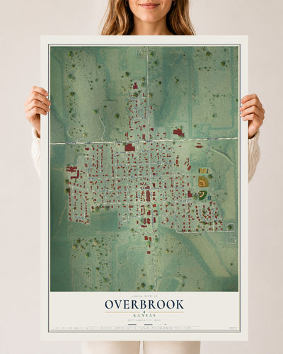 Map of Overbrook, Kansas, 24 x 36 inch unframed archival matte print