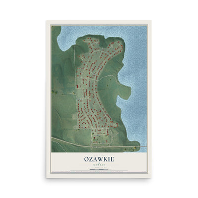 Map of Ozawkie, Kansas, 12 x 18 inch unframed archival matte print