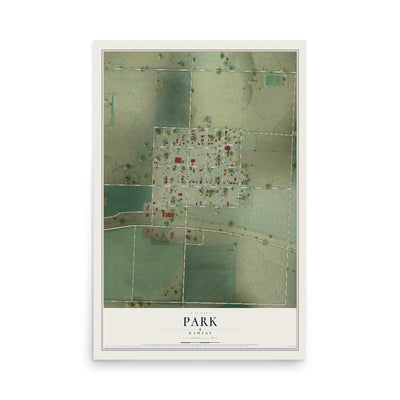 Map of Park, Kansas, 12 x 18 inch unframed archival matte print