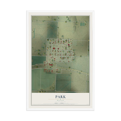 Map of Park, Kansas, 12 x 18 inch print in a white wood frame