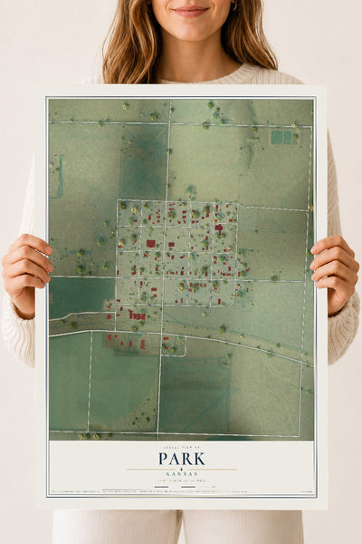 Map of Park, Kansas, 18 x 24 inch unframed archival matte print