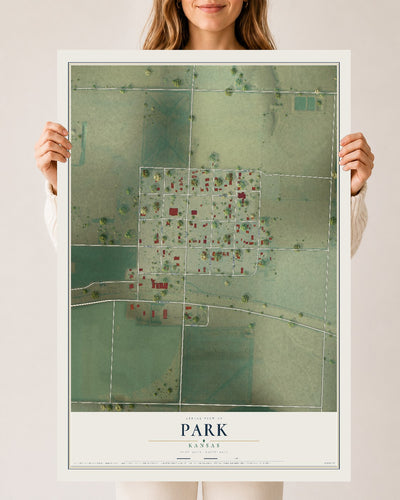 Map of Park, Kansas, 24 x 36 inch unframed archival matte print