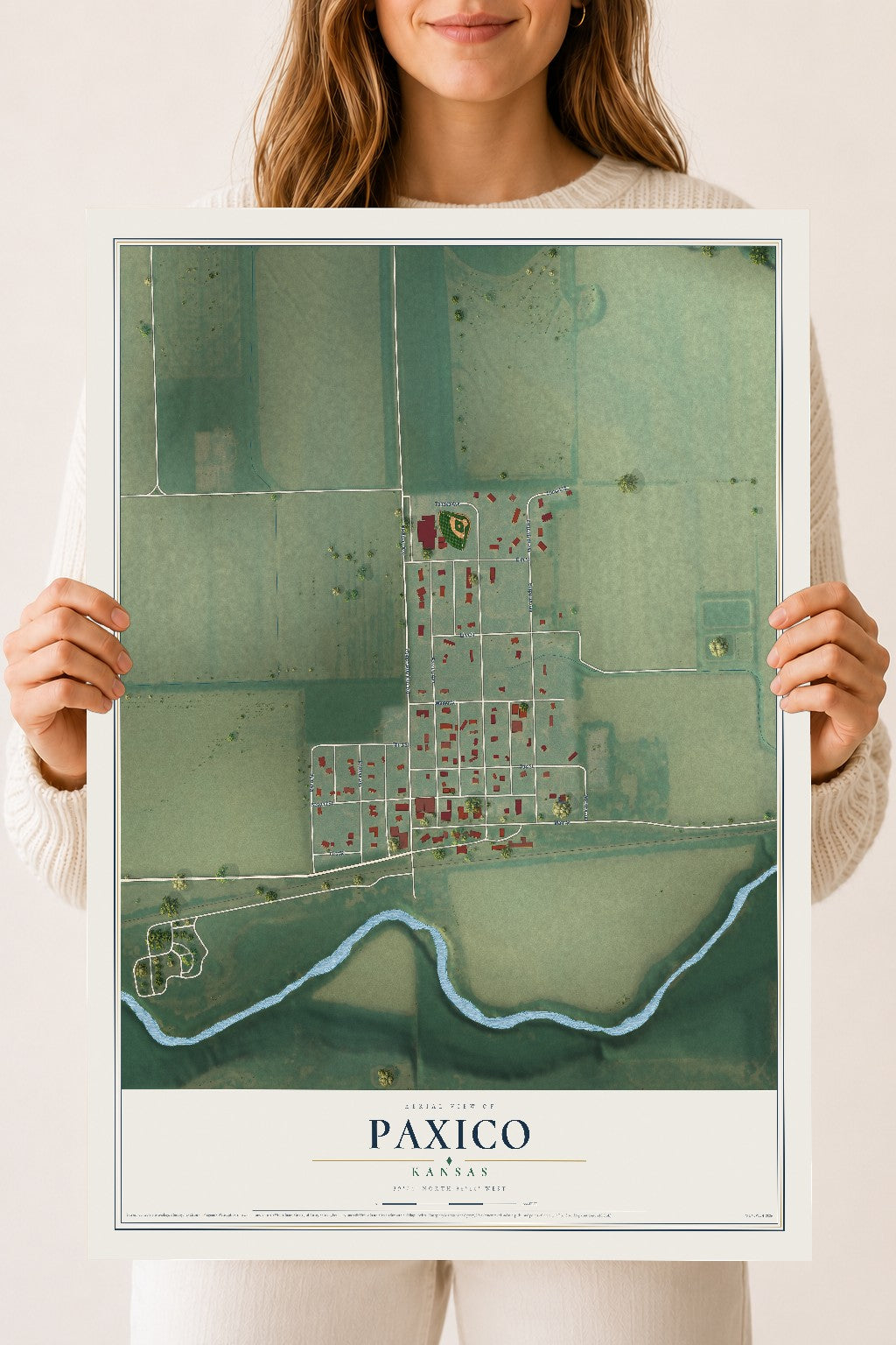 Map of Paxico, Kansas, 18 x 24 inch unframed archival matte print