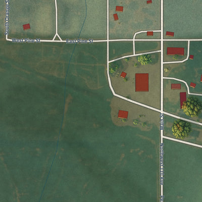 Close-up of the map of Penalosa, Kansas print showing street and building detail