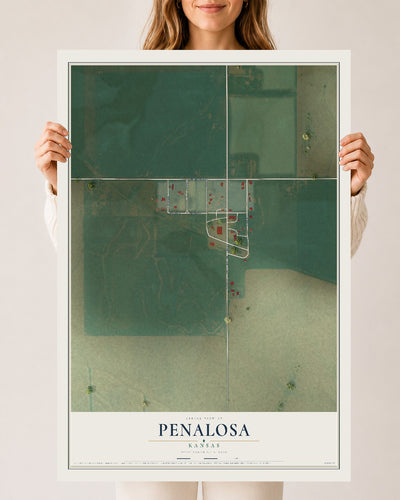 Map of Penalosa, Kansas, 24 x 36 inch unframed archival matte print