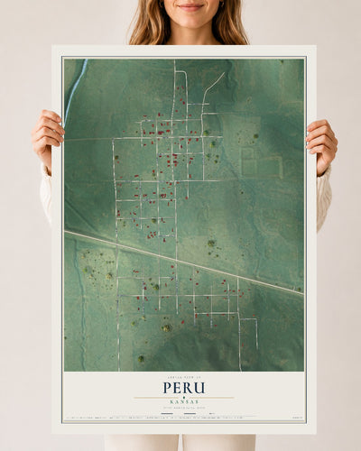 Map of Peru, Kansas, 24 x 36 inch unframed archival matte print