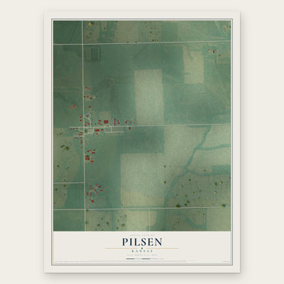 Pilsen, Kansas map print, the full design