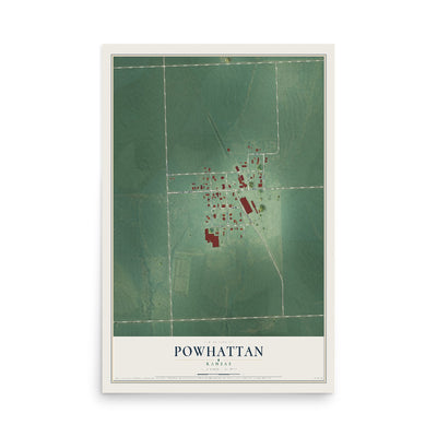 Map of Powhattan, Kansas, 12 x 18 inch unframed archival matte print