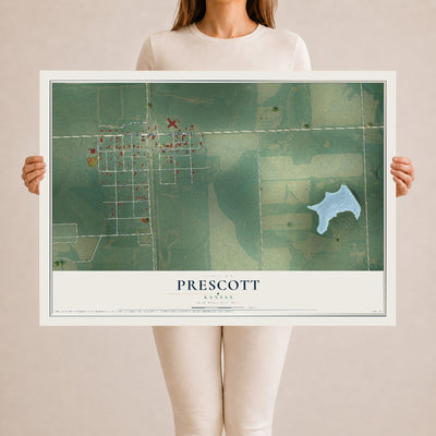 Map of Prescott, Kansas, 24 x 36 inch unframed archival matte print
