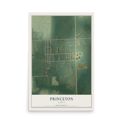 Map of Princeton, Kansas, 12 x 18 inch unframed archival matte print