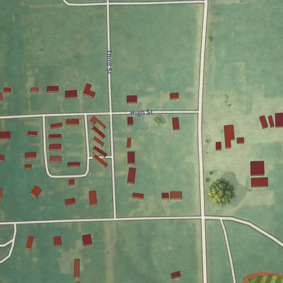 Close-up of the map of Princeton, Kansas print showing street and building detail