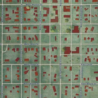 Close-up of the map of Protection, Kansas print showing street and building detail