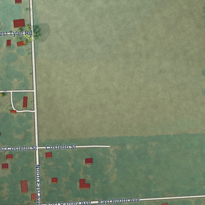 Close-up of the map of Radley, Kansas print showing street and building detail