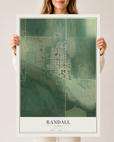 Map of Randall, Kansas, 24 x 36 inch unframed archival matte print