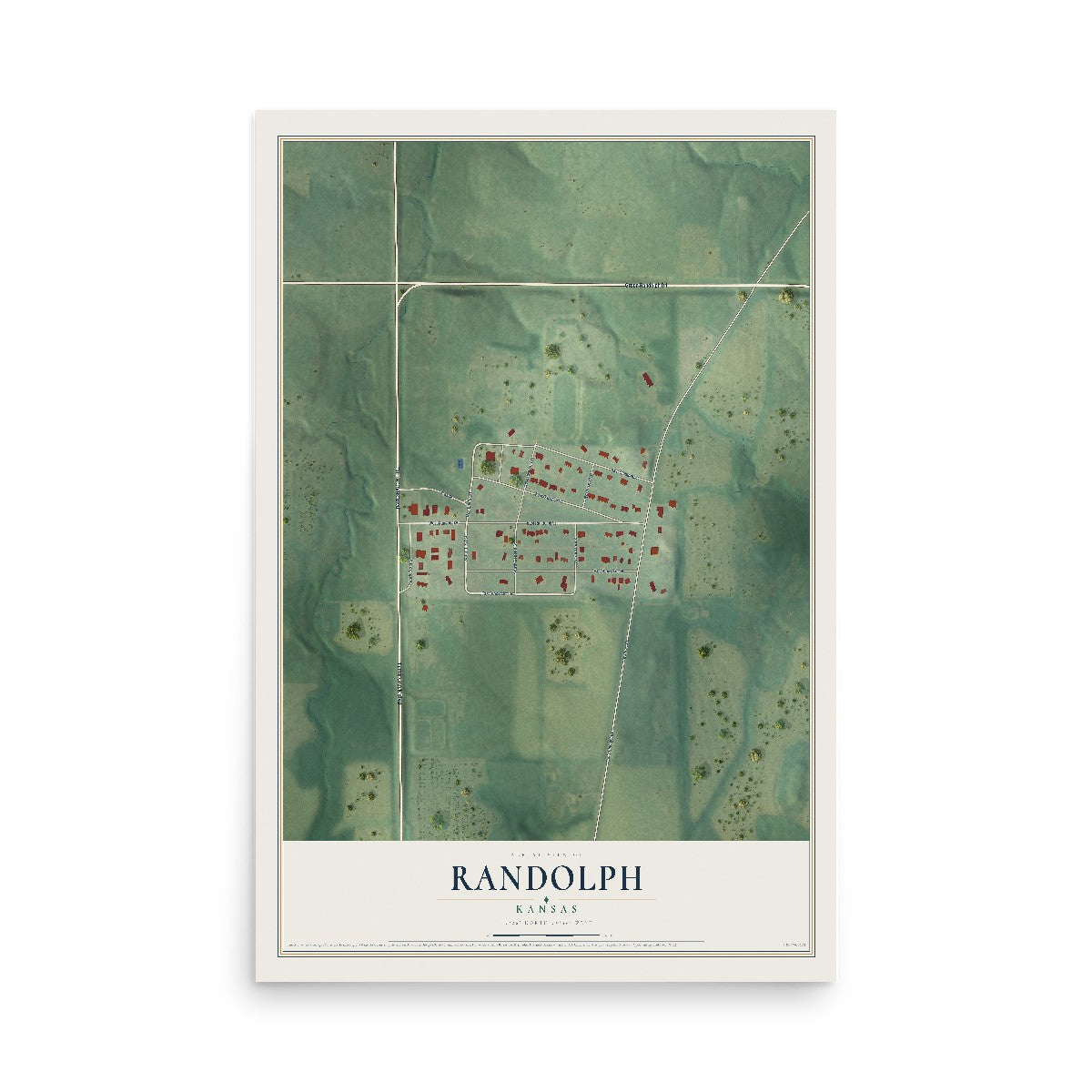Map of Randolph, Kansas, 12 x 18 inch unframed archival matte print