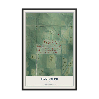 Map of Randolph, Kansas, 12 x 18 inch print in a black wood frame