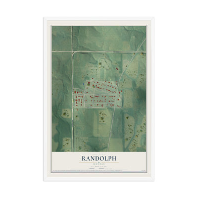 Map of Randolph, Kansas, 12 x 18 inch print in a white wood frame