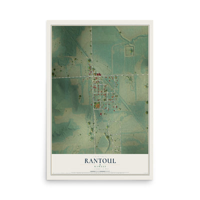 Map of Rantoul, Kansas, 12 x 18 inch unframed archival matte print