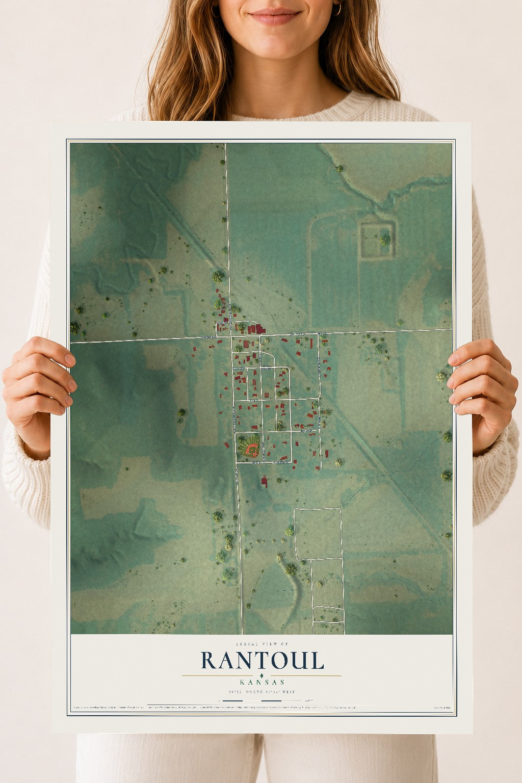 Map of Rantoul, Kansas, 18 x 24 inch unframed archival matte print