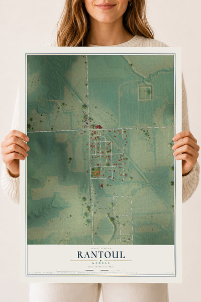 Map of Rantoul, Kansas, 18 x 24 inch unframed archival matte print