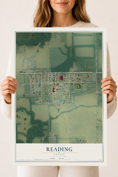 Map of Reading, Kansas, 18 x 24 inch unframed archival matte print