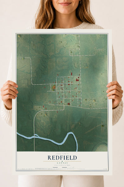 Map of Redfield, Kansas, 18 x 24 inch unframed archival matte print
