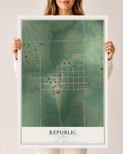 Map of Republic, Kansas, 24 x 36 inch unframed archival matte print