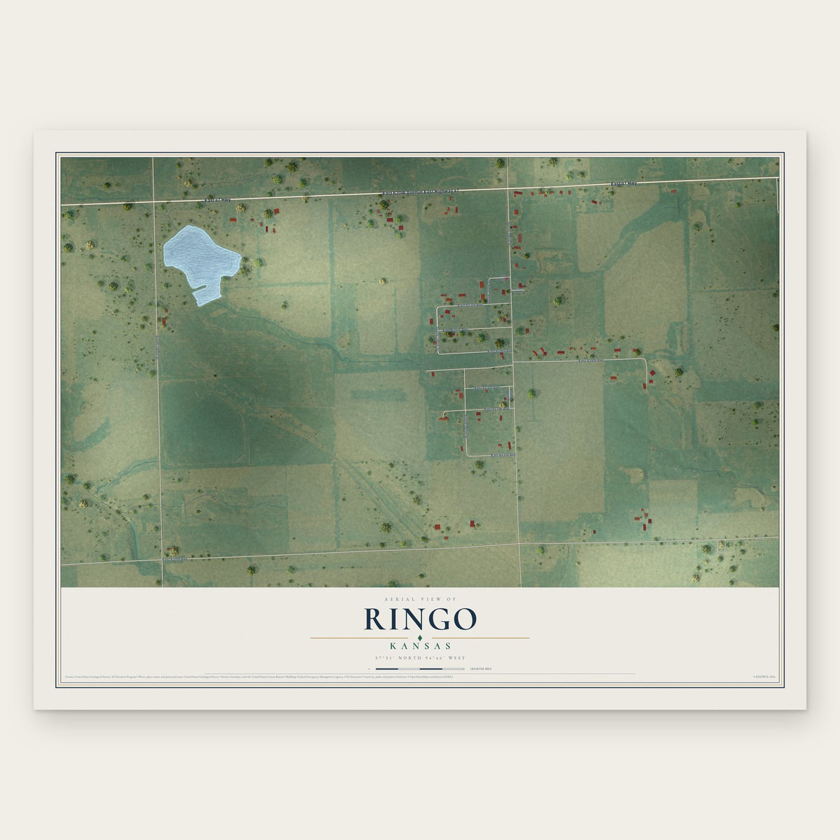 Ringo, Kansas map print, the full design