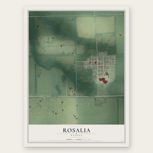 Rosalia, Kansas map print, the full design