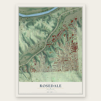 Rosedale, Kansas map print, the full design
